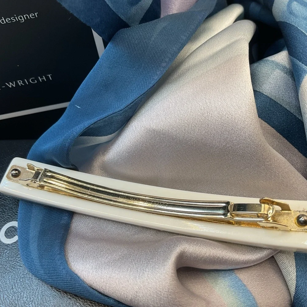 Chanel White and Gold Hair Barrette